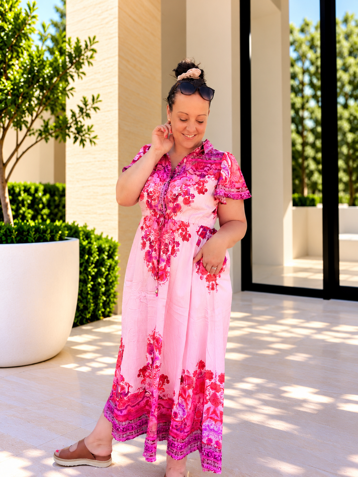 Reiss Midi Dress- Pink Print