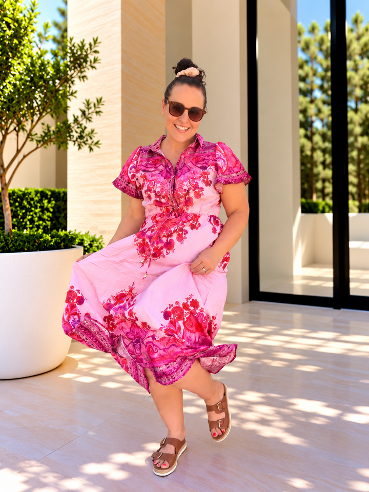 Reiss Midi Dress- Pink Print