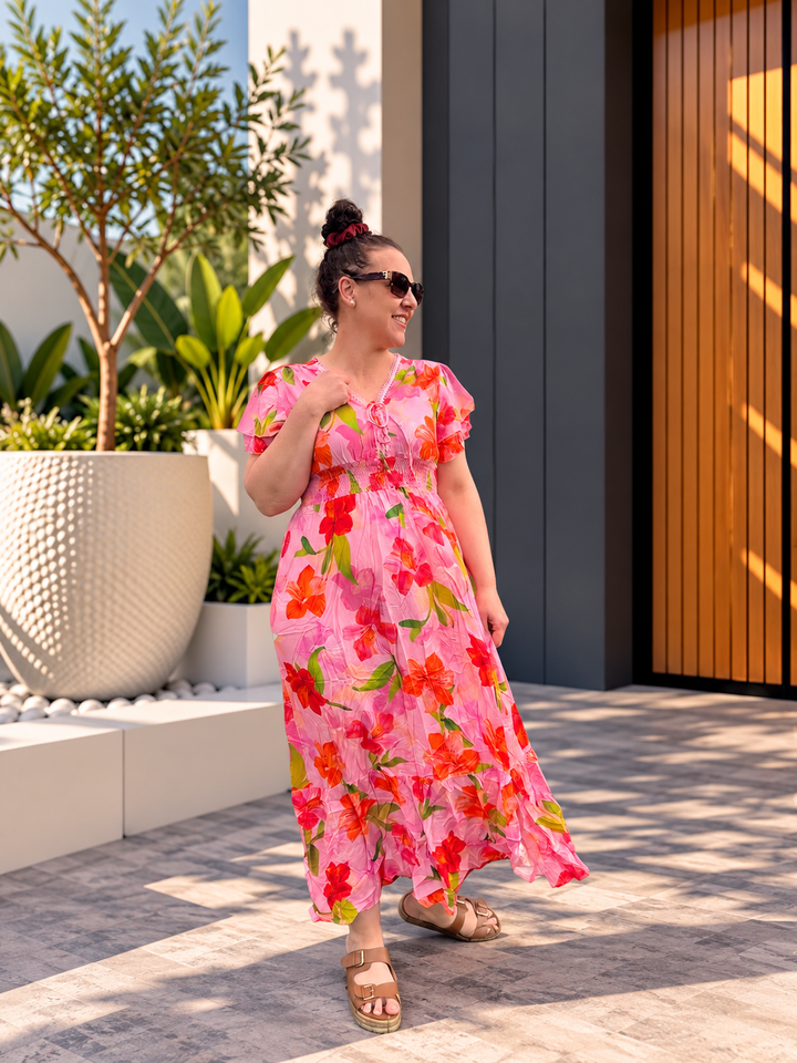 Valeria Maxi Dress - Pink Floral
