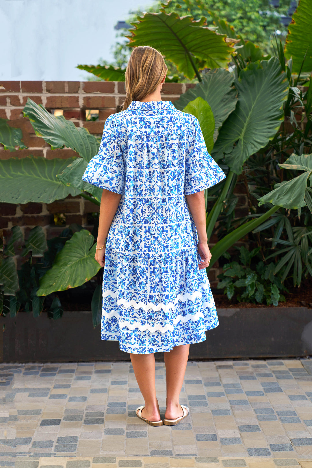 Ameera Midi Dress - Porcelain Print