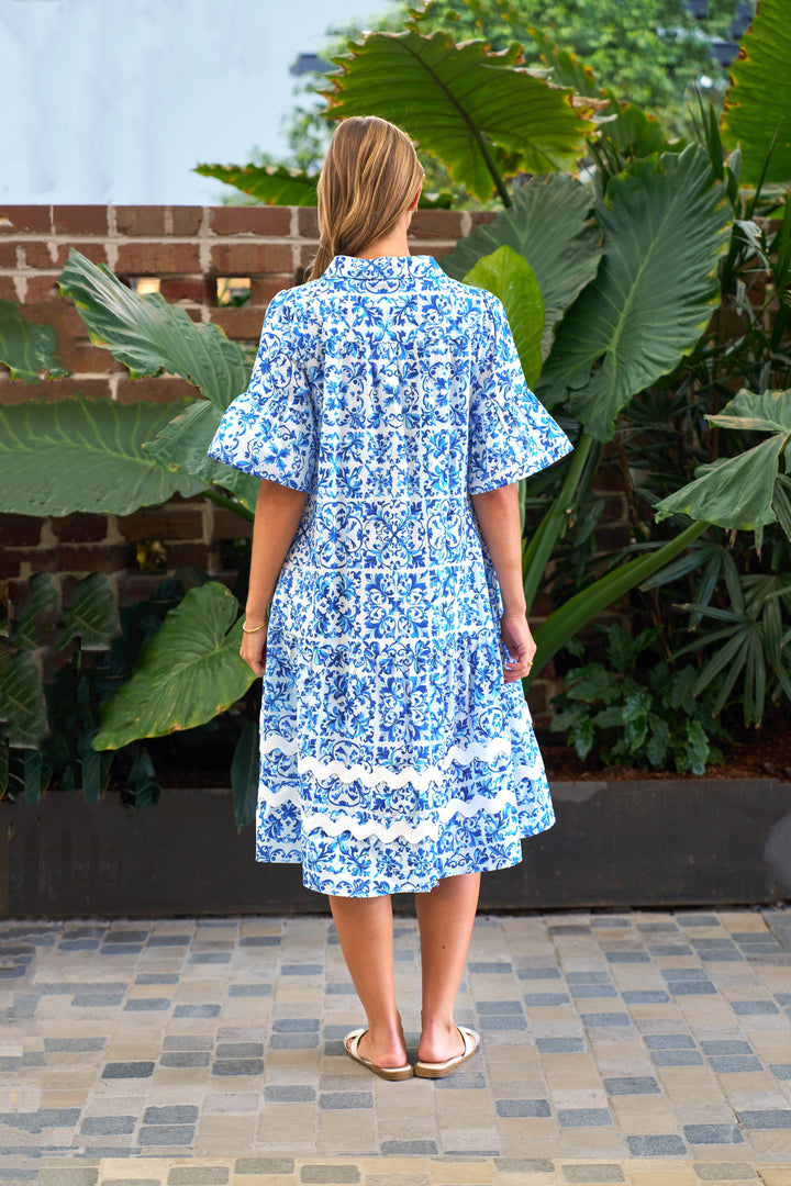 Ameera Midi Dress - Porcelain Print