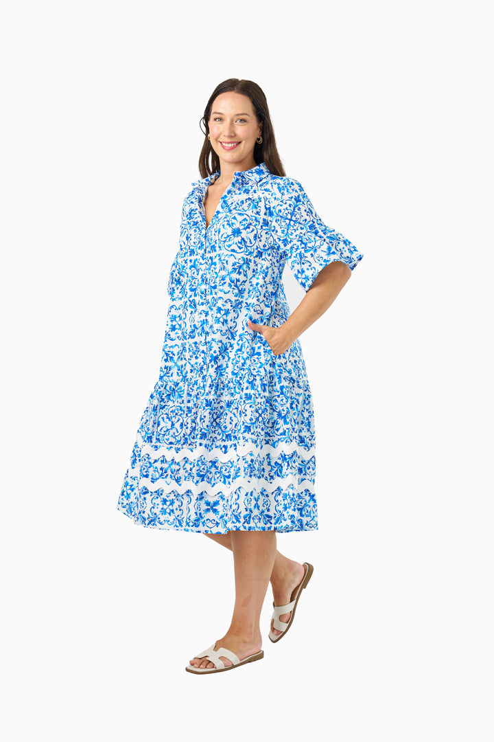 Ameera Midi Dress - Porcelain Print