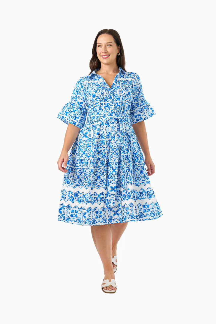 Ameera Midi Dress - Porcelain Print