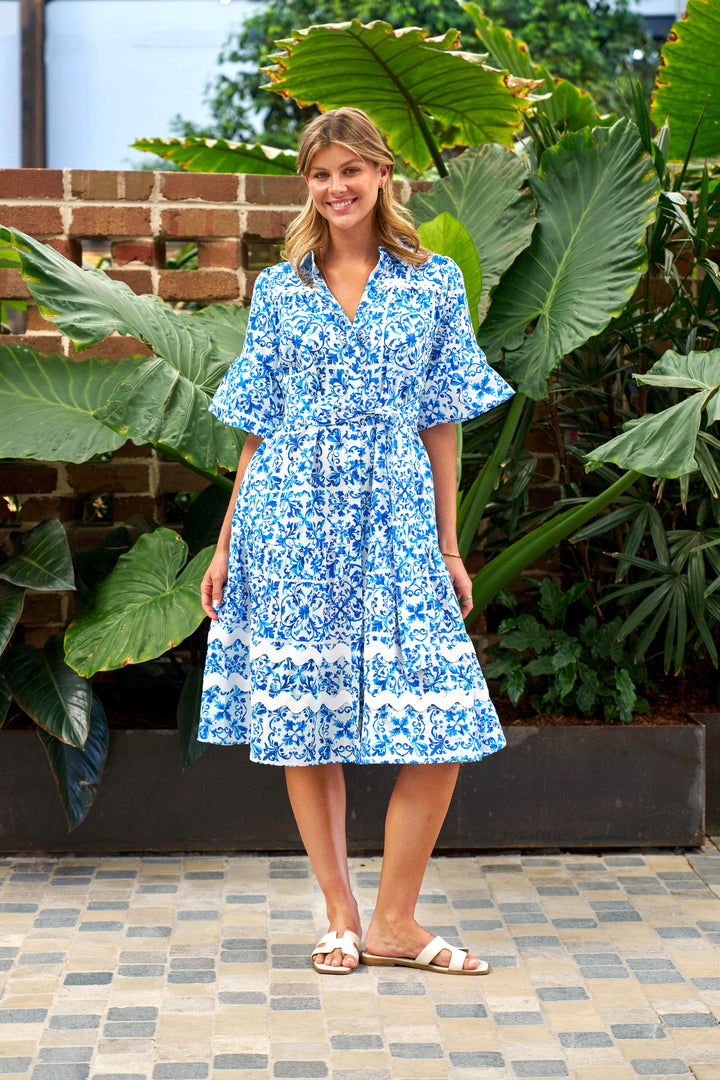 Ameera Midi Dress - Porcelain Print