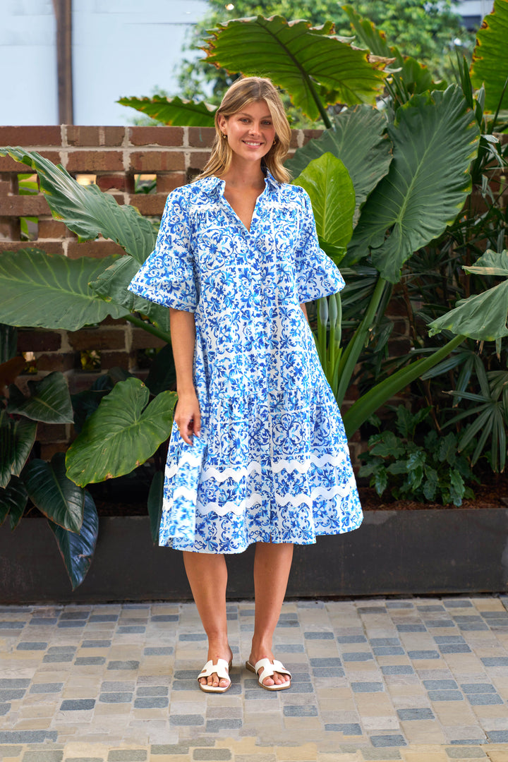 Ameera Midi Dress - Porcelain Print