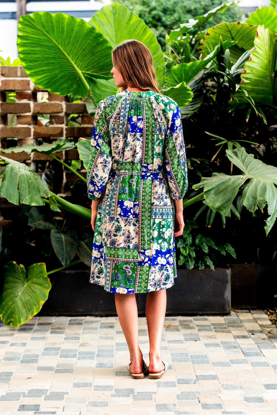 Amie Dress - Green Blue Print