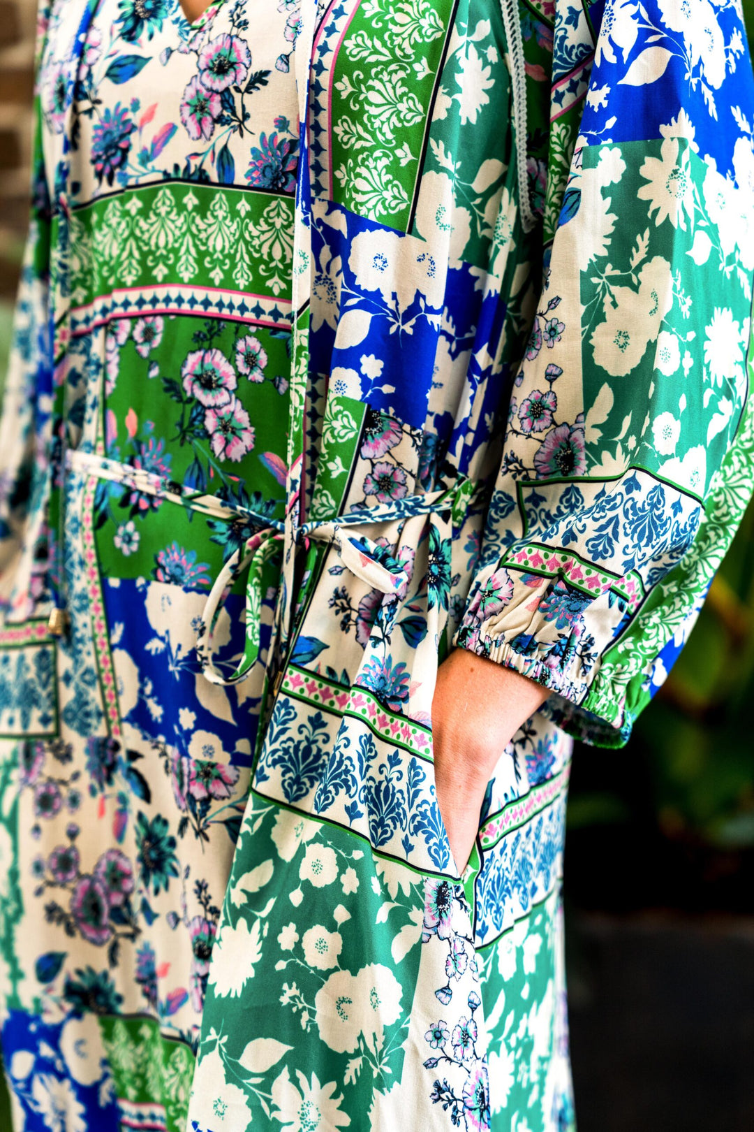 Amie Dress - Green Blue Print