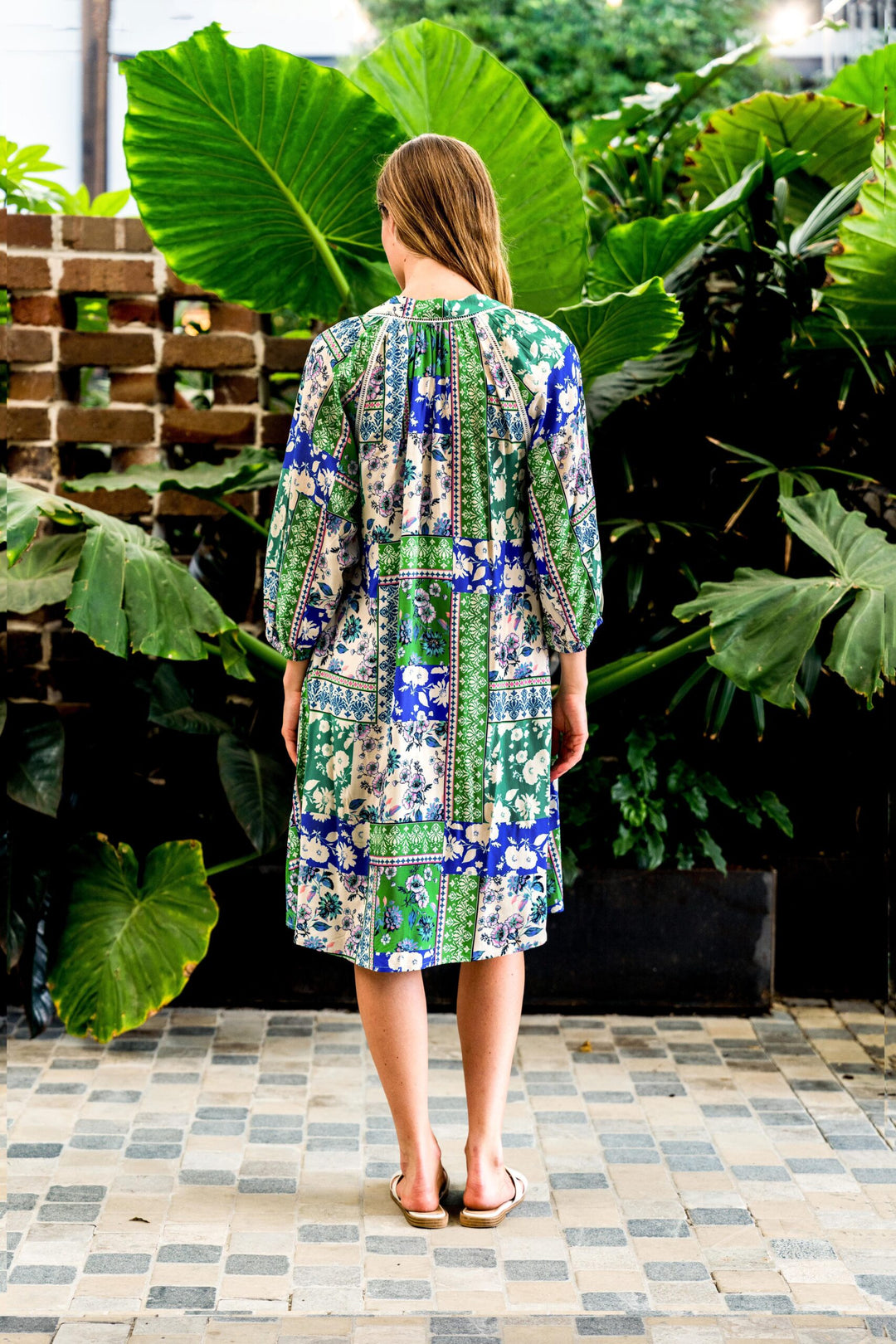 Amie Dress - Green Blue Print