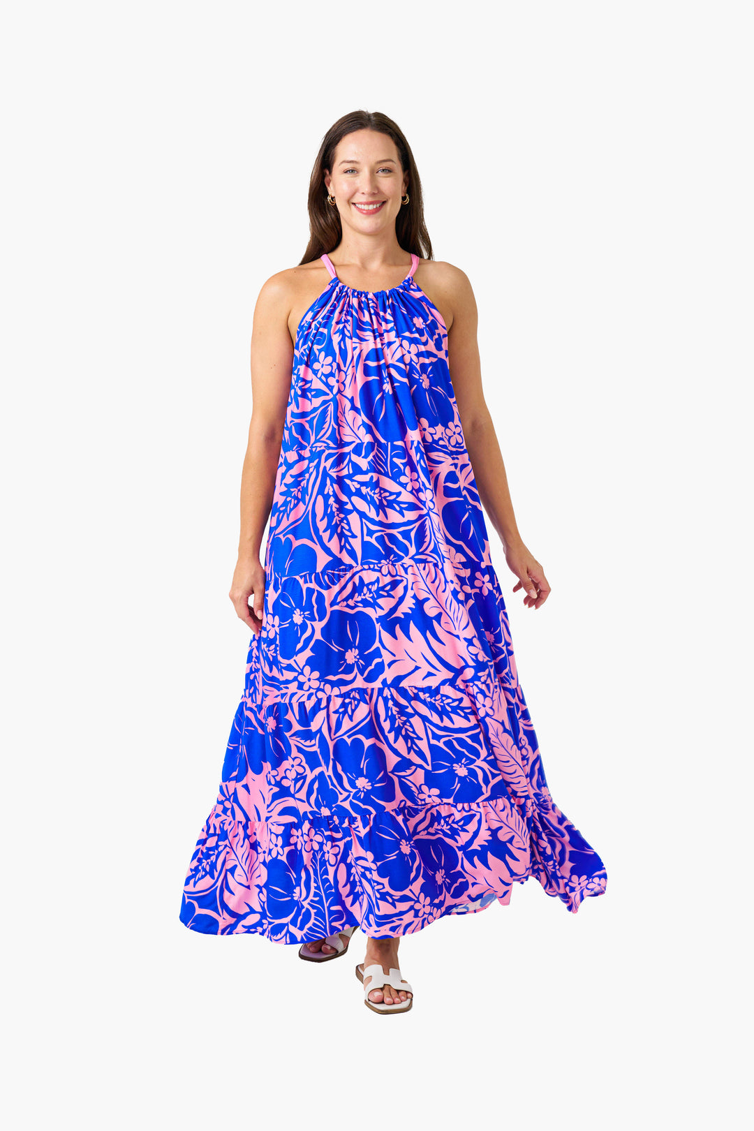 Amna Strap Dress - Blue Pink Floral