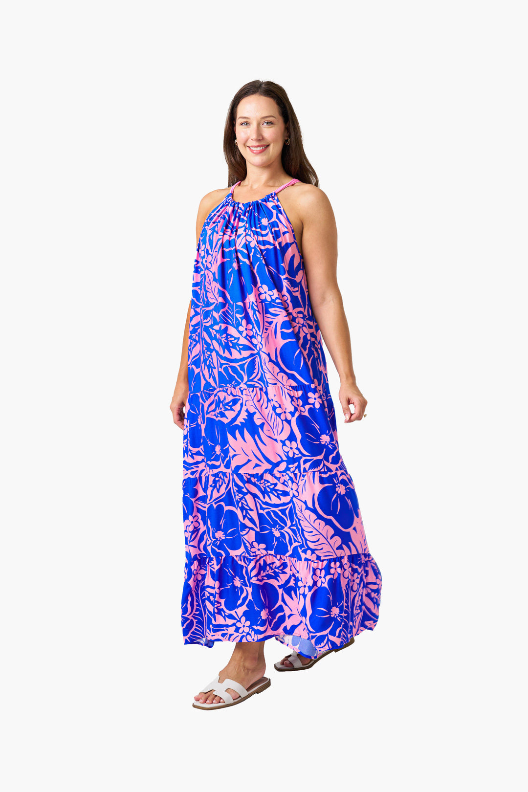 Amna Strap Dress - Blue Pink Floral