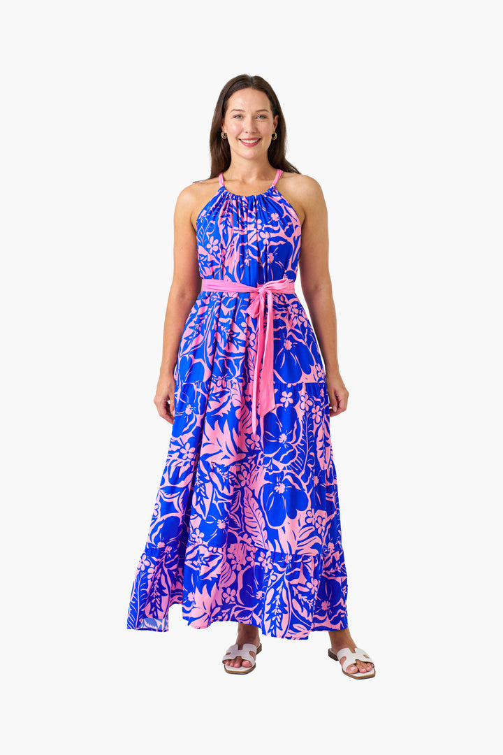 Amna Strap Dress - Blue Pink Floral