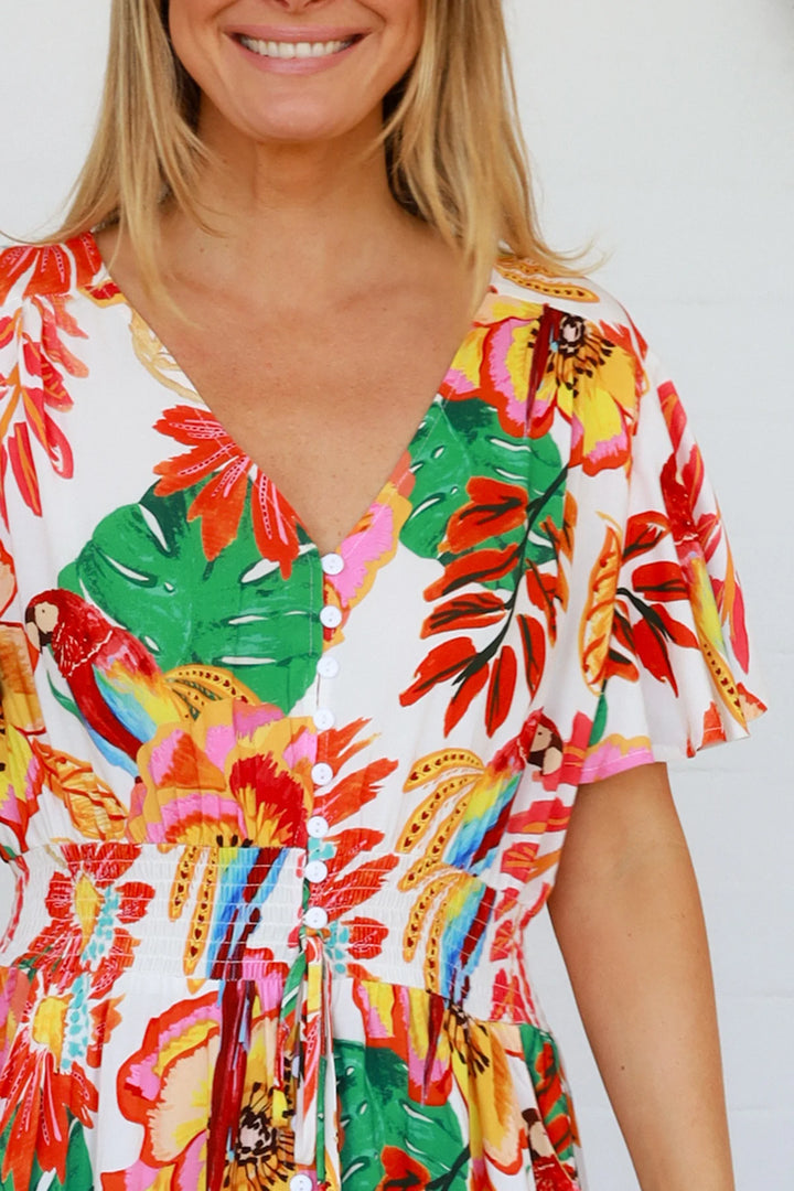 Amora Maxi Dress – White Floral Print
