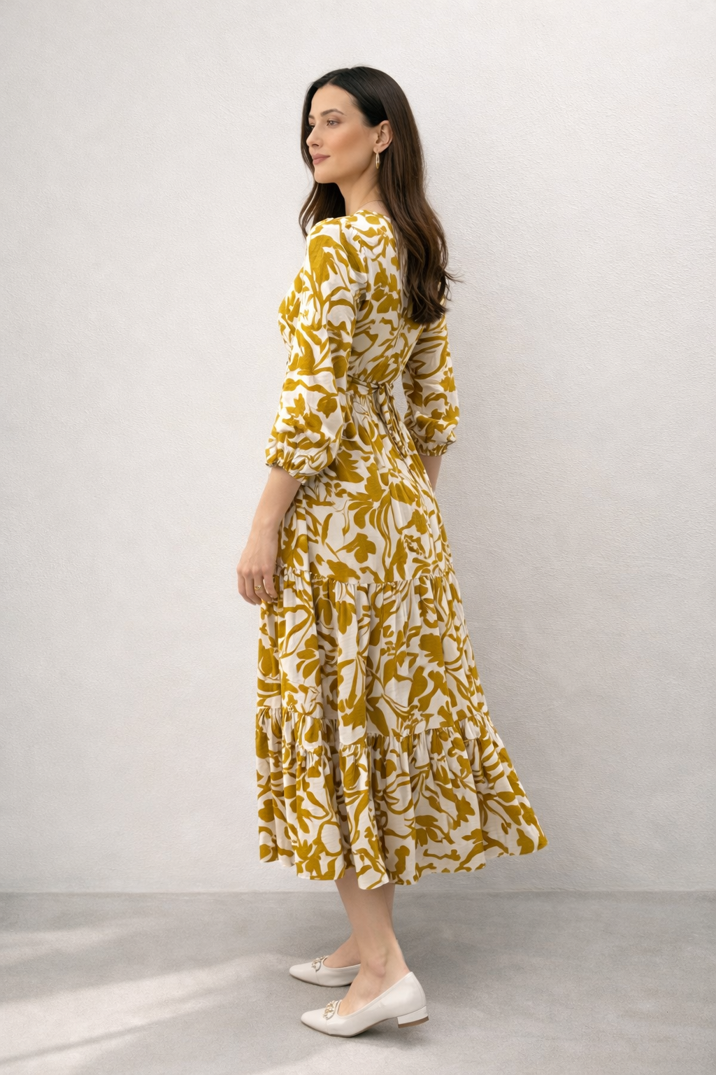 Anna Floral Dress - Mustard
