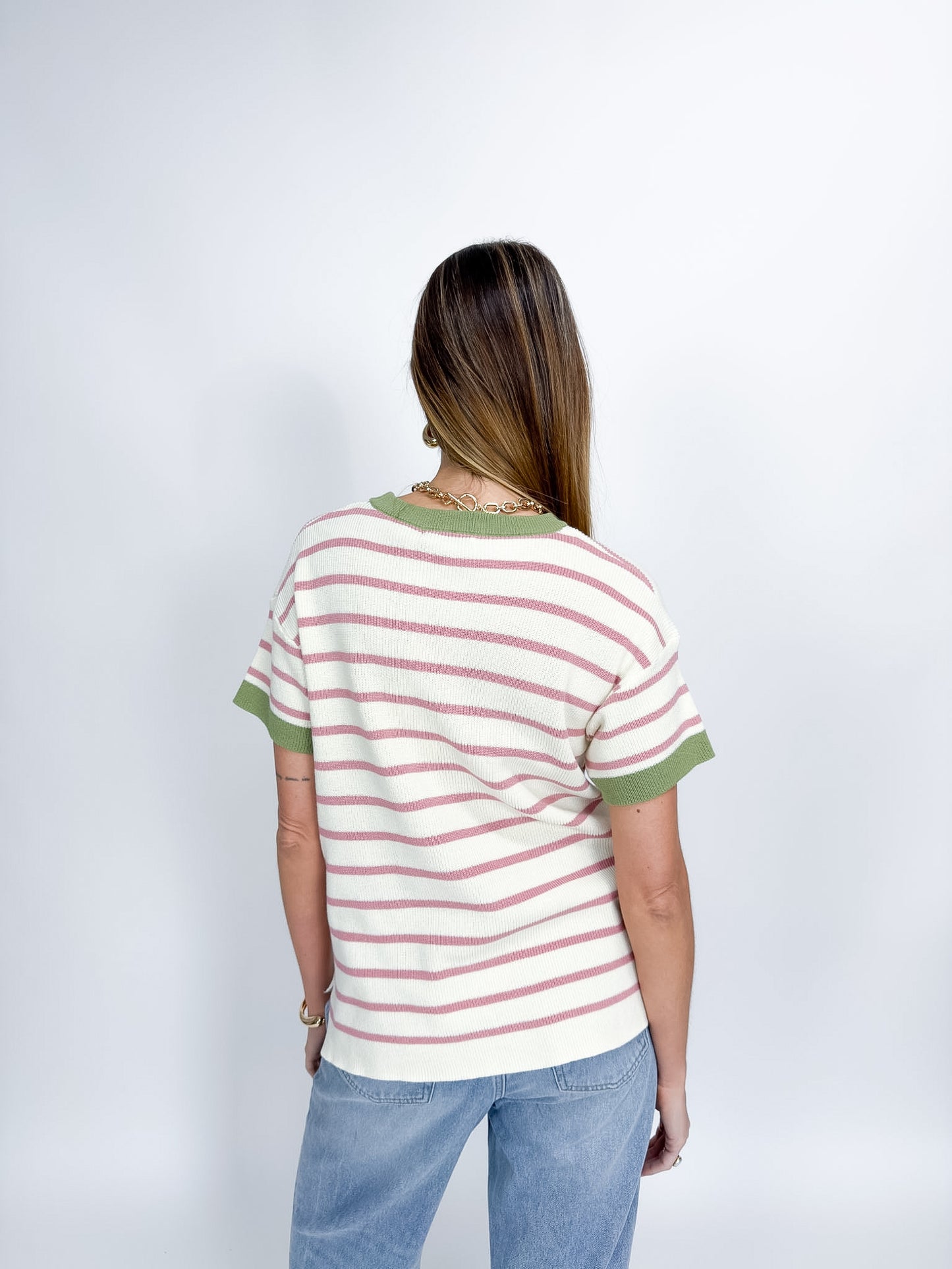 Aria Knit Top-Ivory & Sage