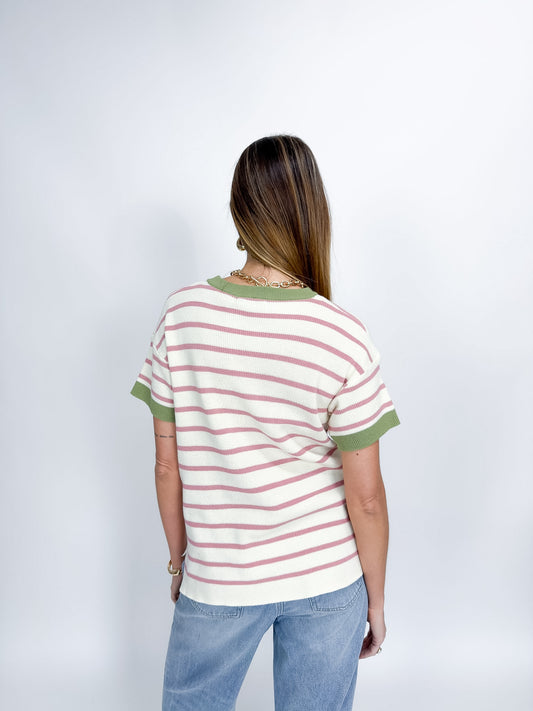 Aria Knit Top-Ivory & Sage