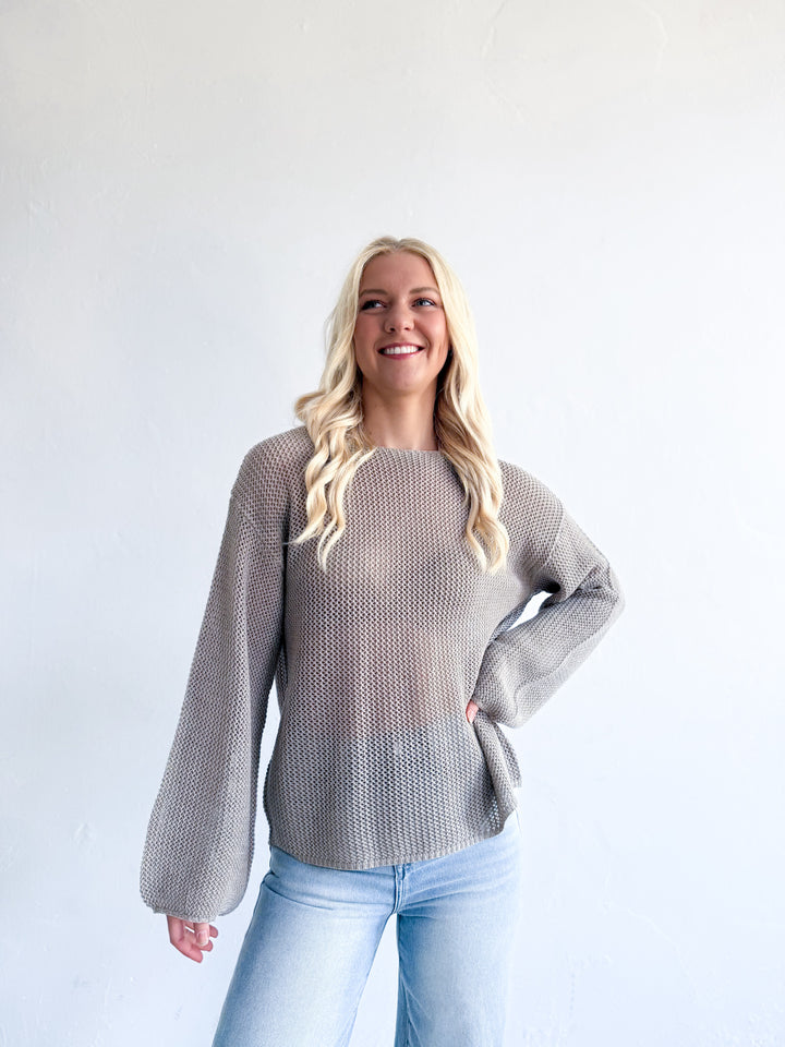 Bella Cotton Net Weave Knit - Mocha