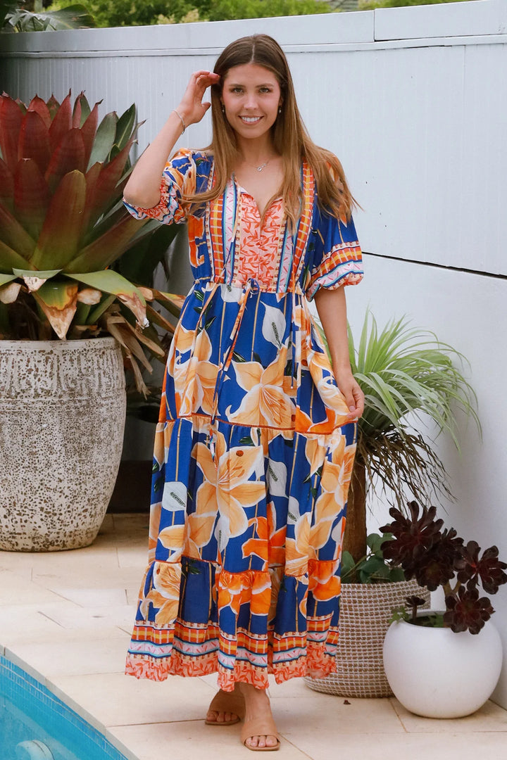 Birdie Maxi Dress – Blue Floral Print