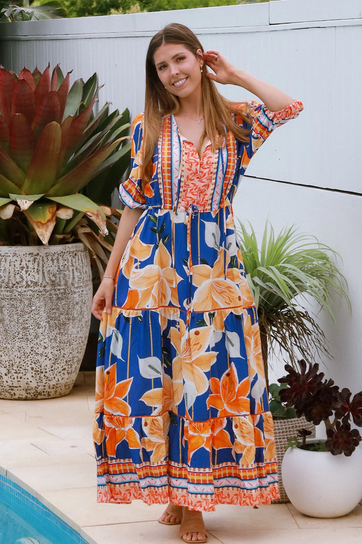 Birdie Maxi Dress – Blue Floral Print