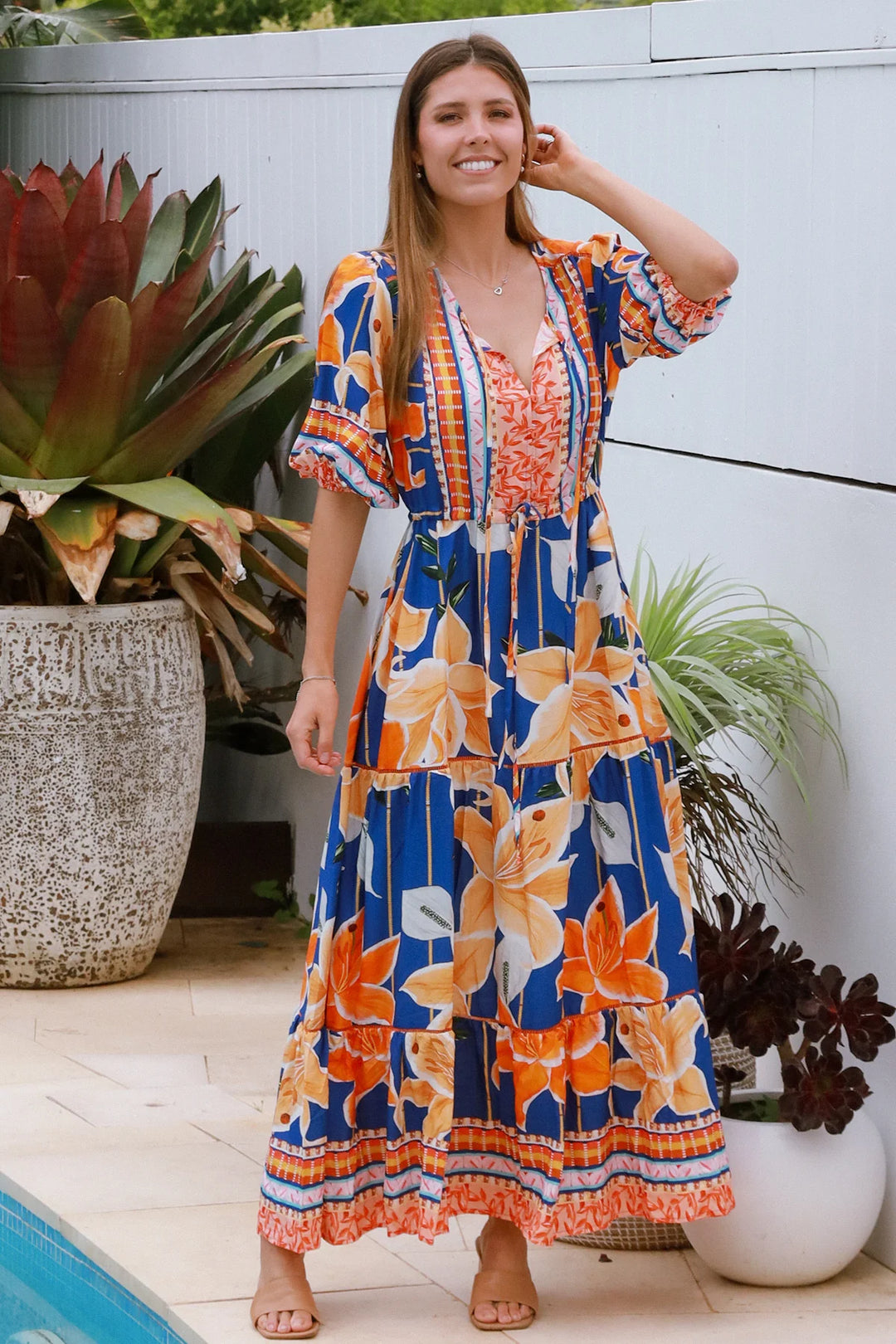 Birdie Maxi Dress – Blue Floral Print