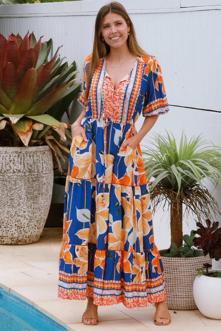Birdie Maxi Dress – Blue Floral Print