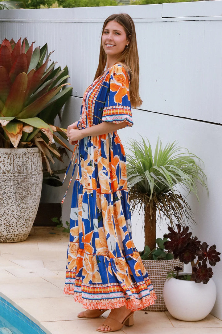 Birdie Maxi Dress – Blue Floral Print