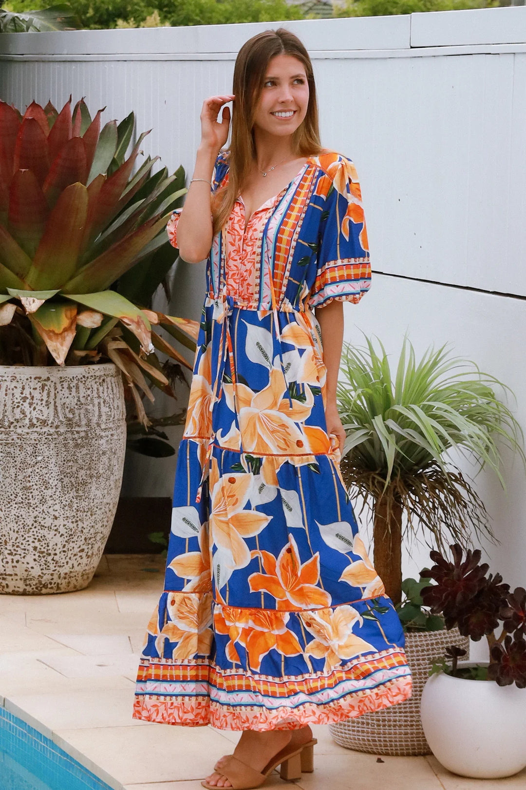 Birdie Maxi Dress – Blue Floral Print