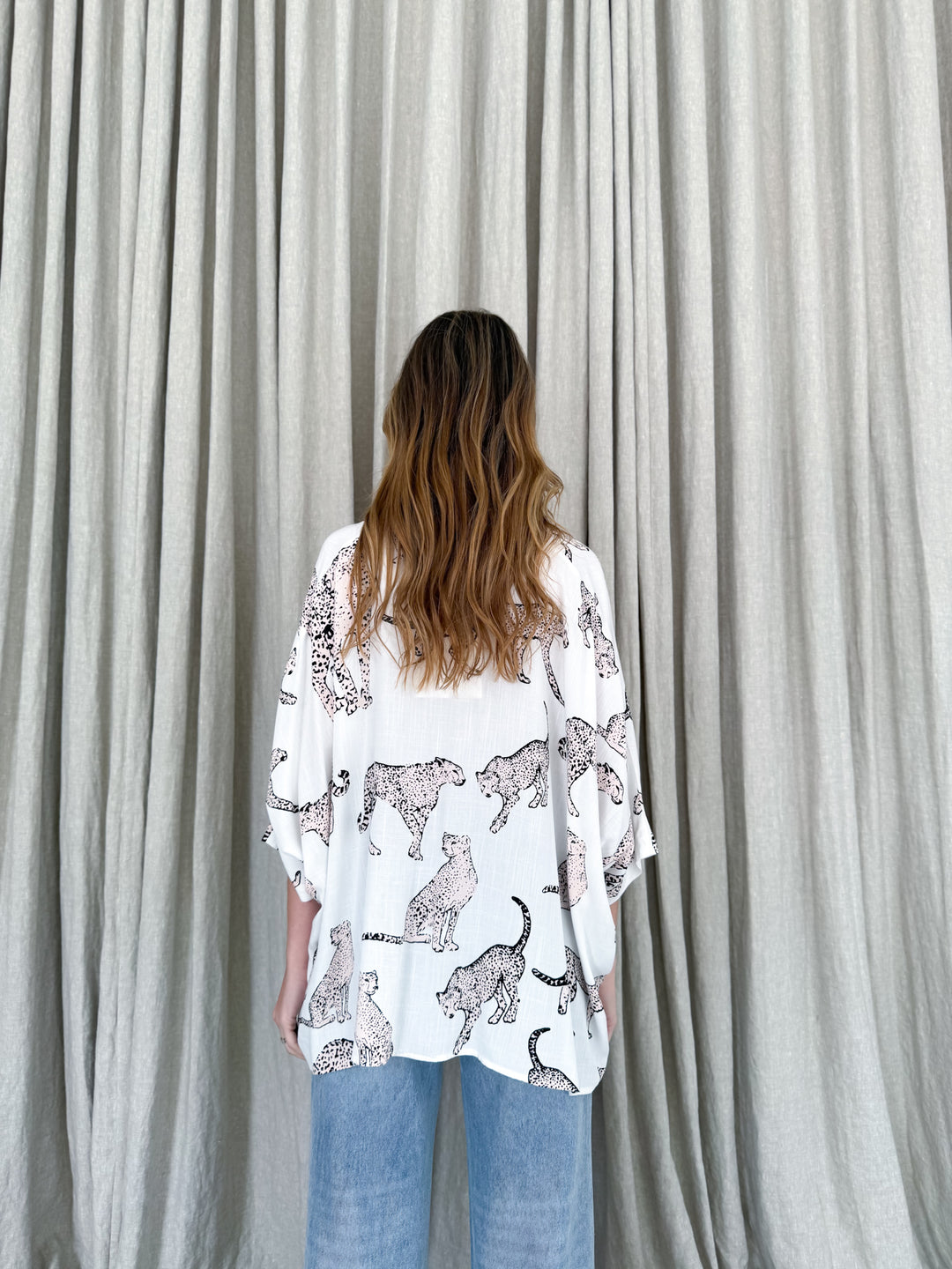 Blair Oversized Shirt - Leopard Print White