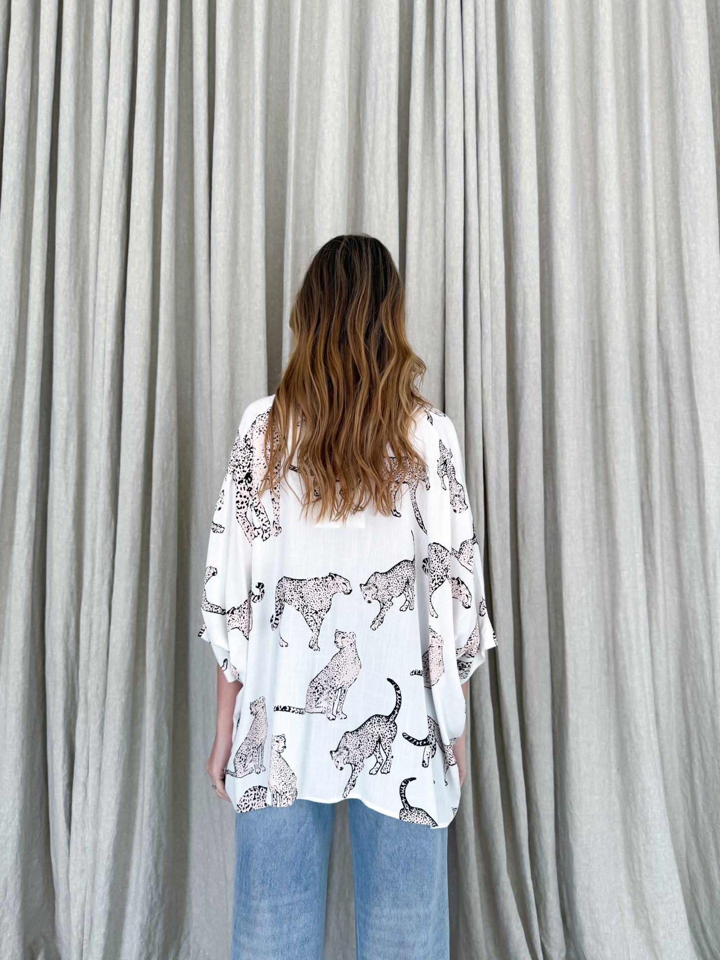 Blair Oversized Shirt - Leopard Print White