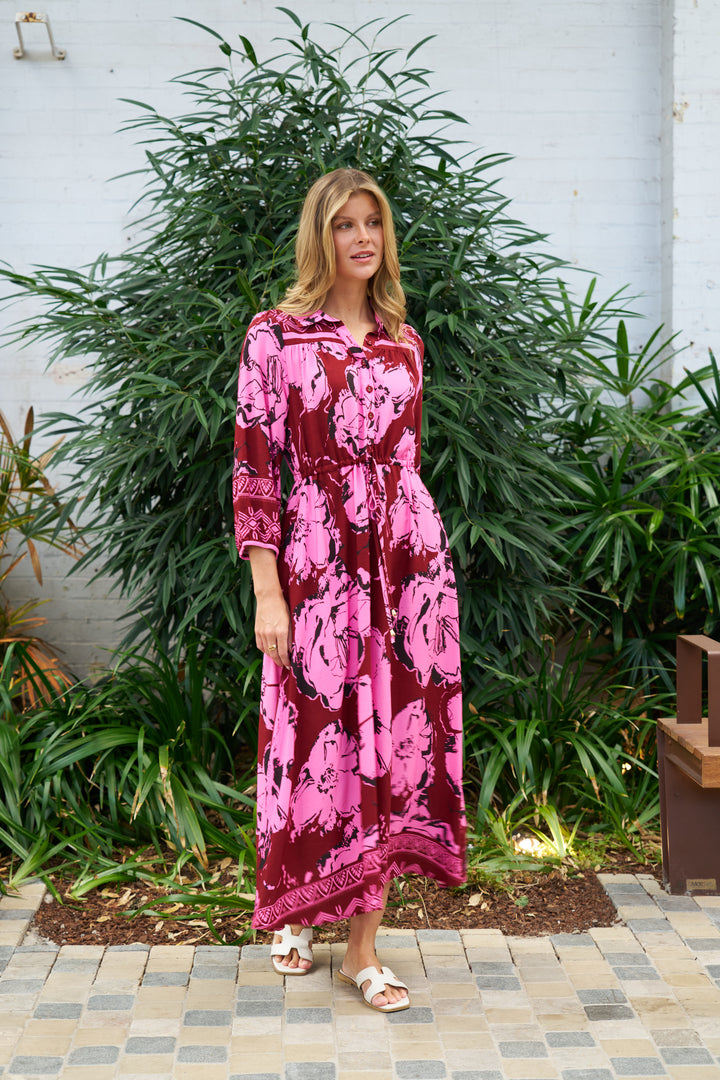 Boho-Caitlin Maxi Dress Red Pink