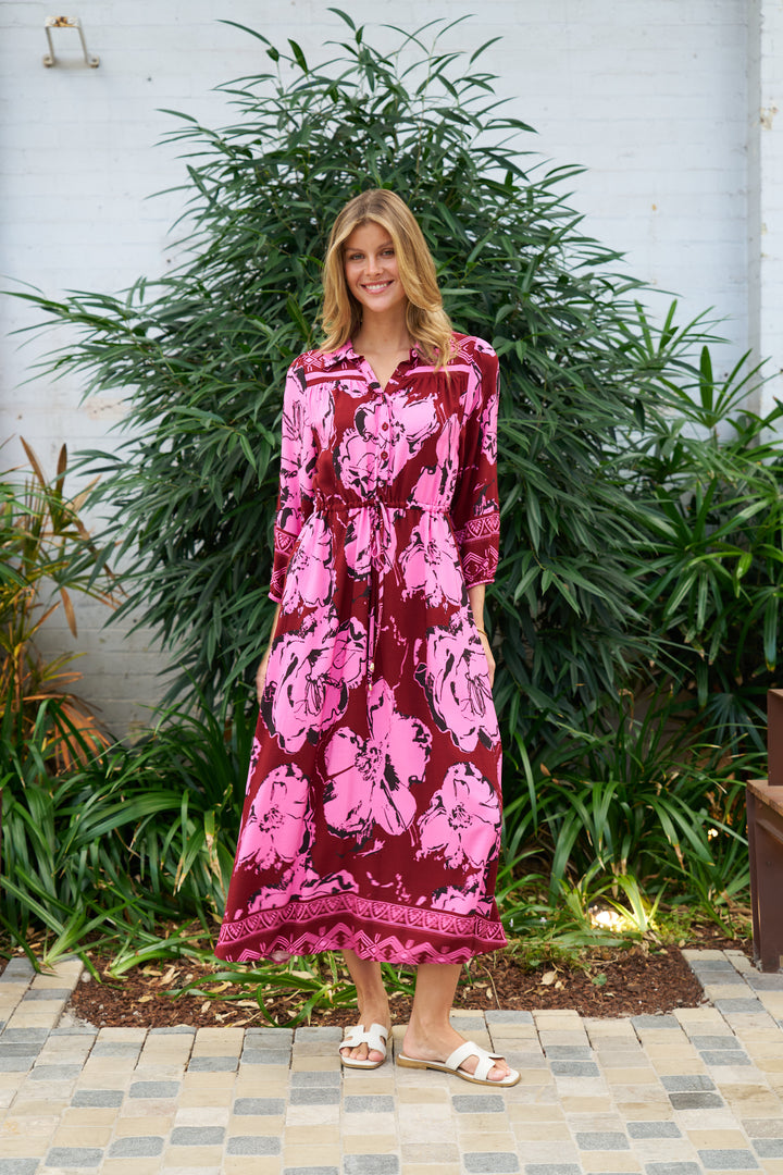 Boho-Caitlin Maxi Dress Red Pink