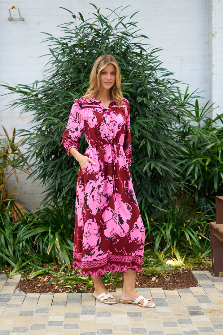 Boho-Caitlin Maxi Dress Red Pink