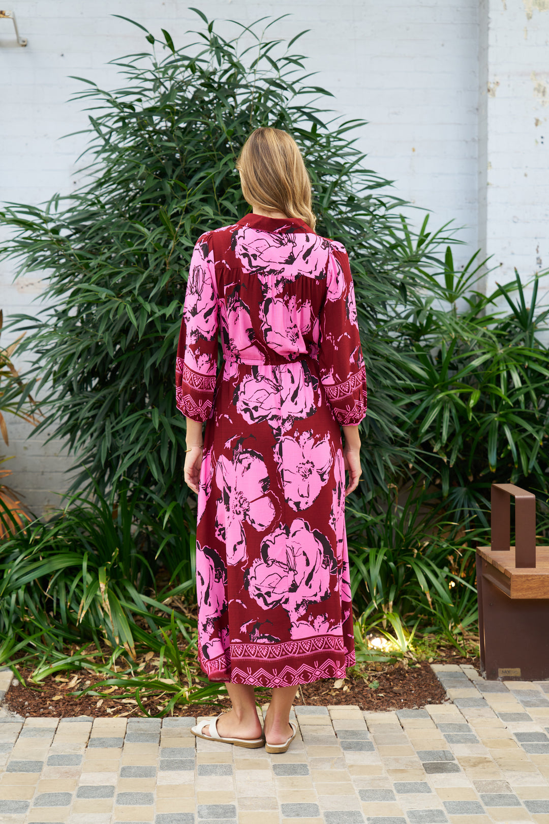 Boho-Caitlin Maxi Dress Red Pink