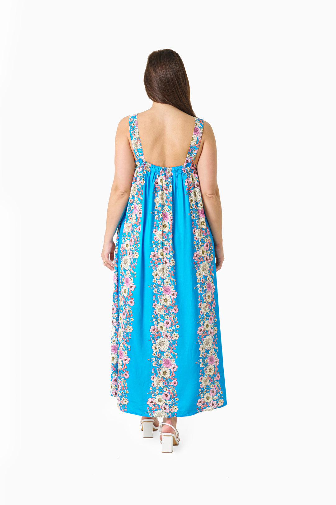 Casey Strap Dress-Blue Floral