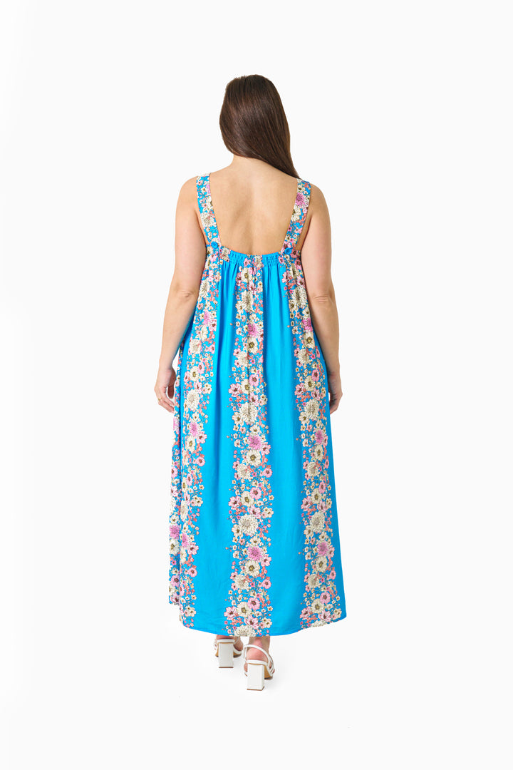Casey Strap Dress-Blue Floral