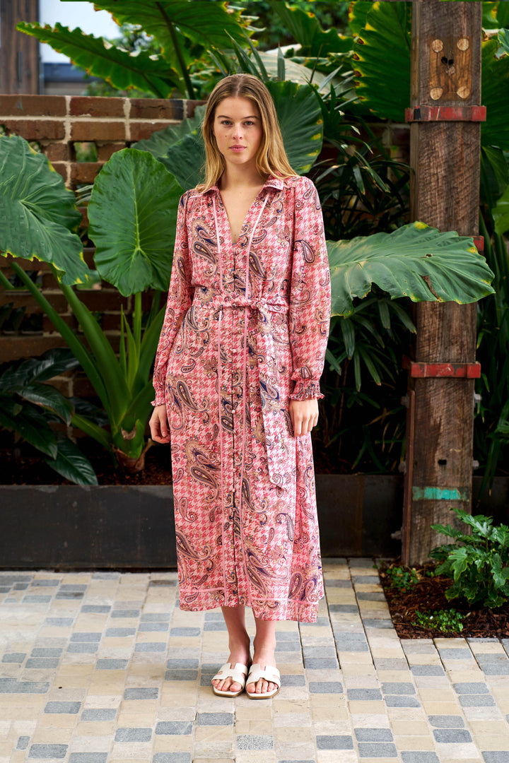 Cecile Midi Dress - Pink Print