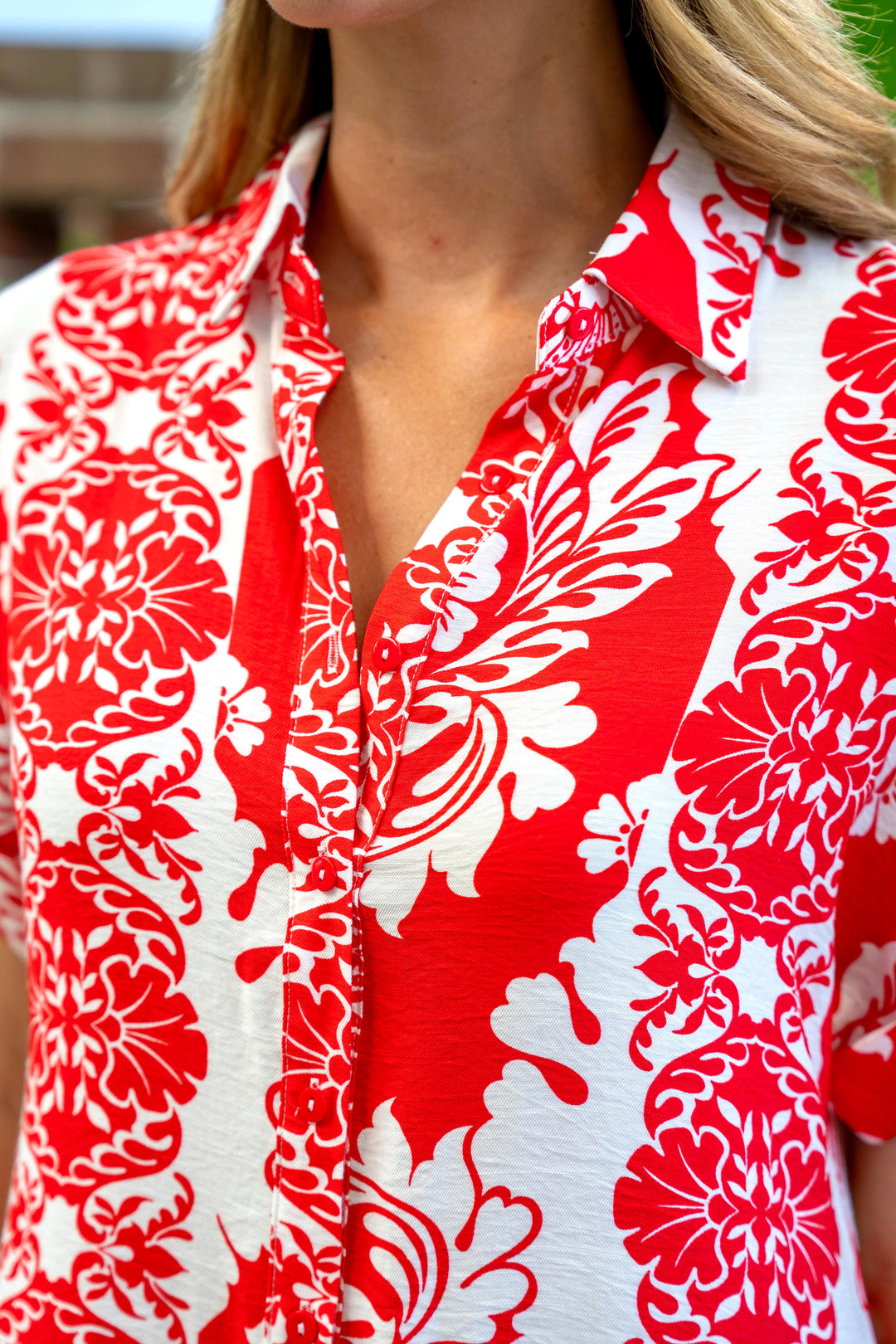 Clayton Dress-Red and White Print