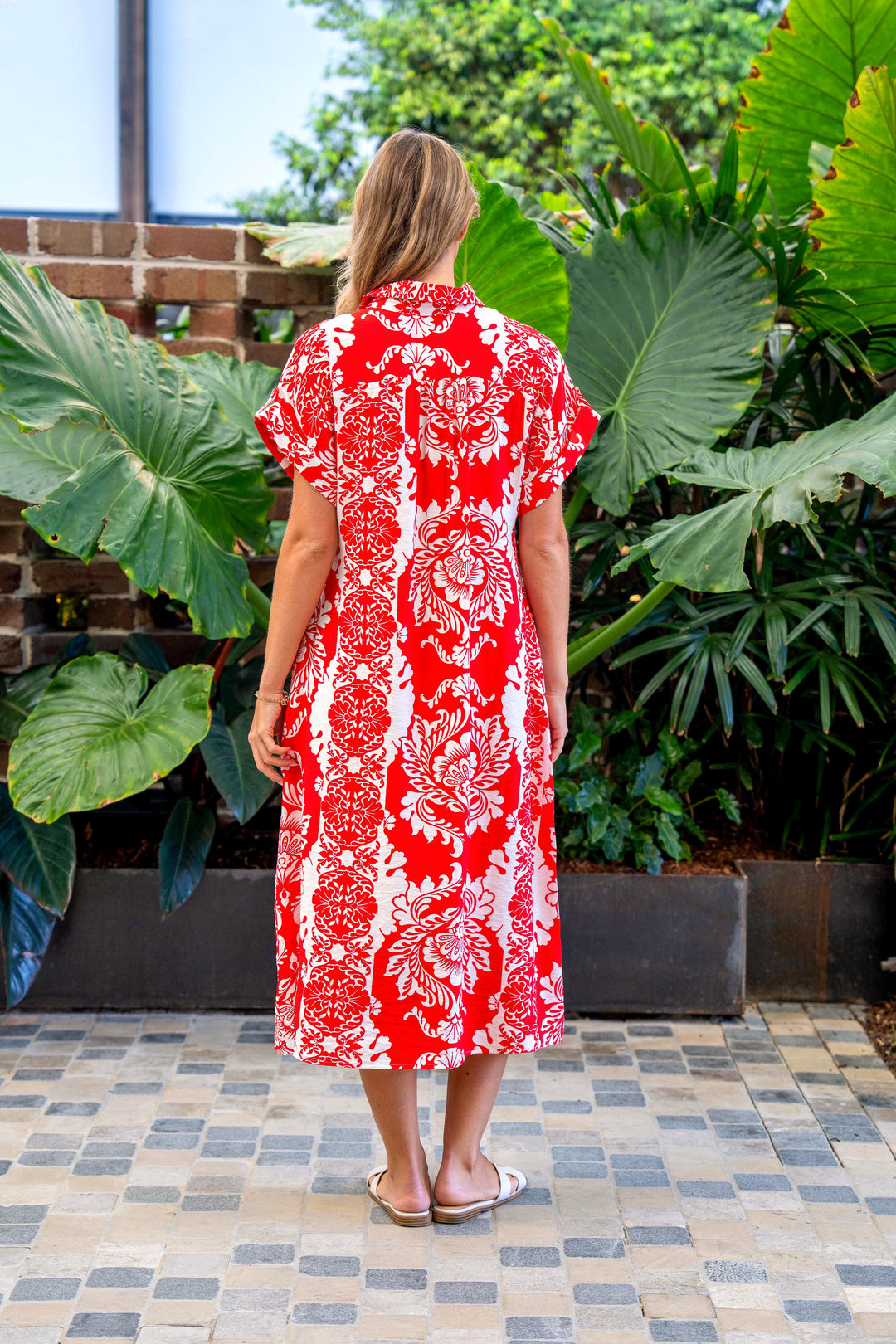 Clayton Dress-Red and White Print