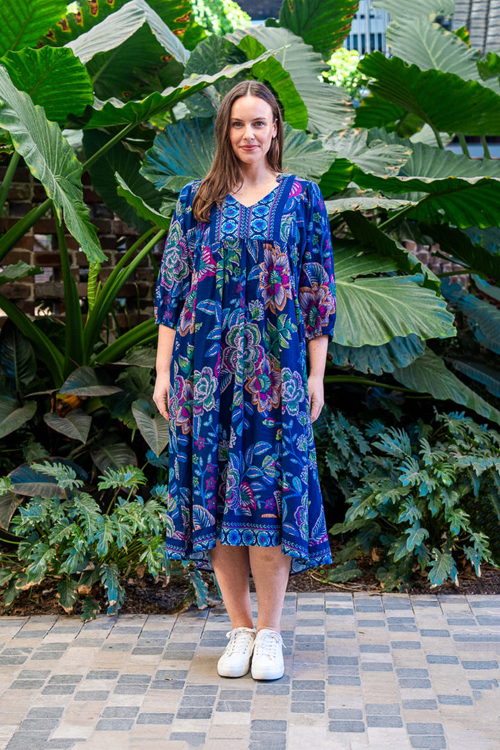 Davis Midi Dress – Navy Rhythm