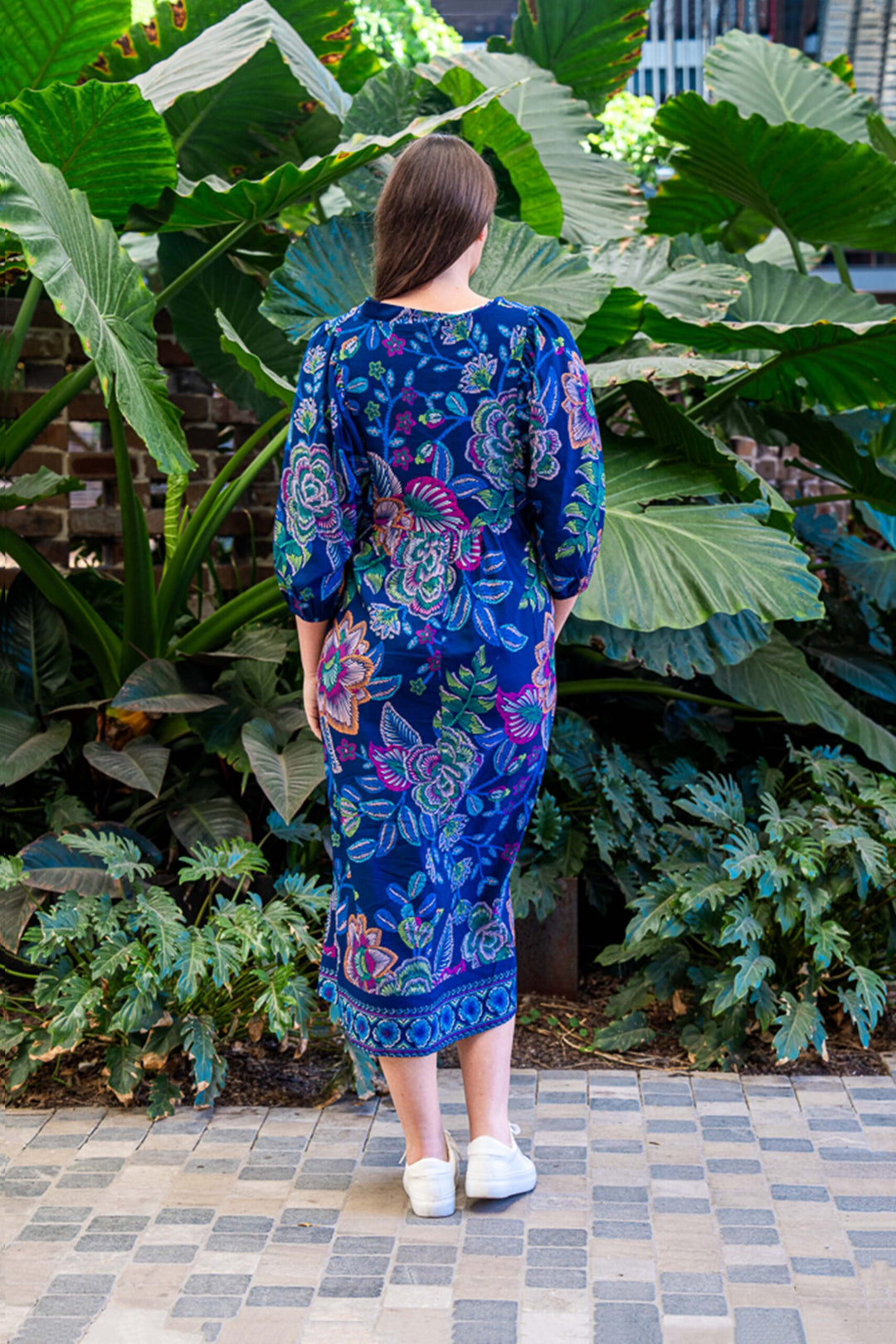 Davis Midi Dress – Navy Rhythm