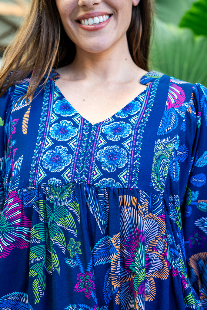 Davis Midi Dress – Navy Rhythm