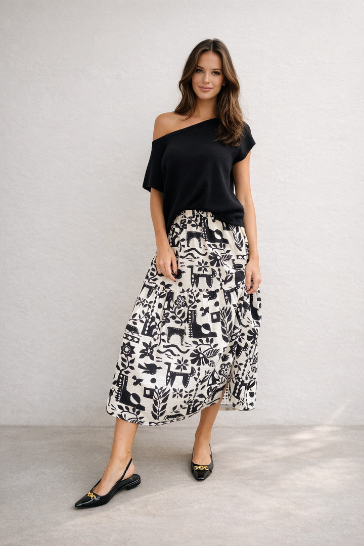 Dusty Skirt - Black and White Print