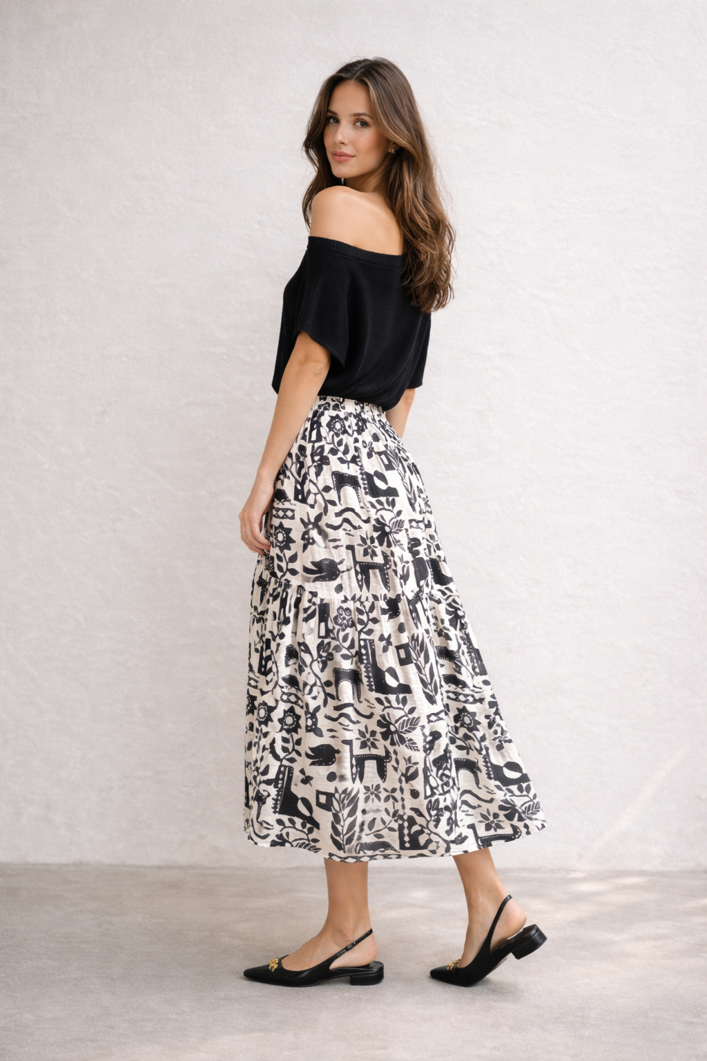 Dusty Skirt - Black and White Print