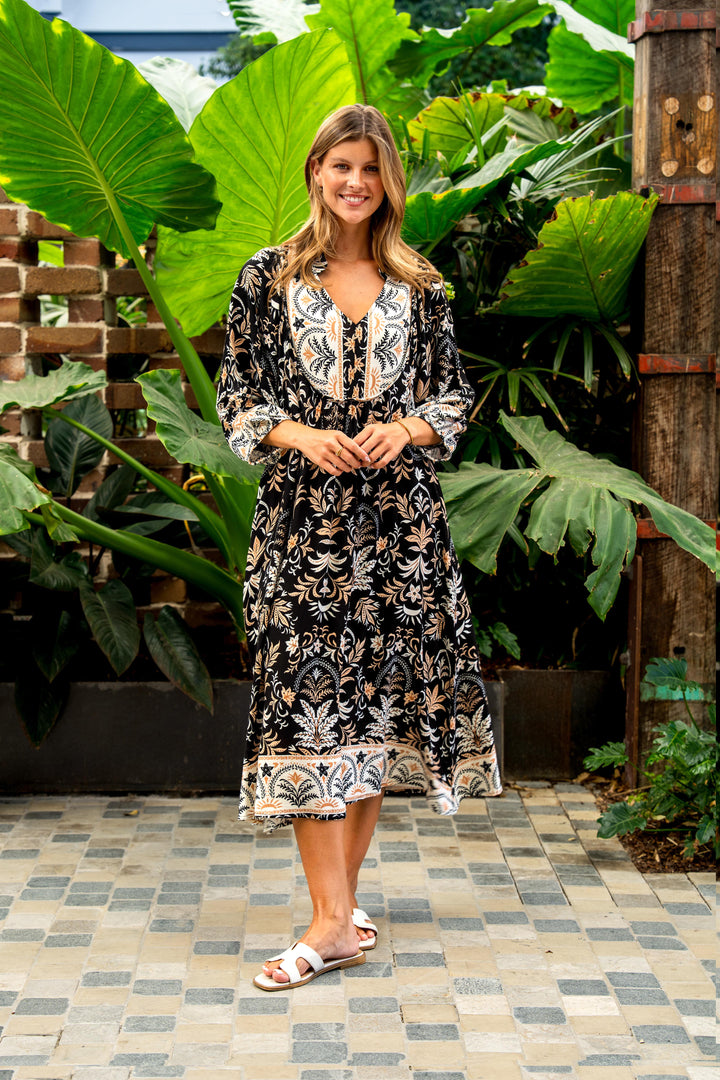 Emmaline Dress-Black print