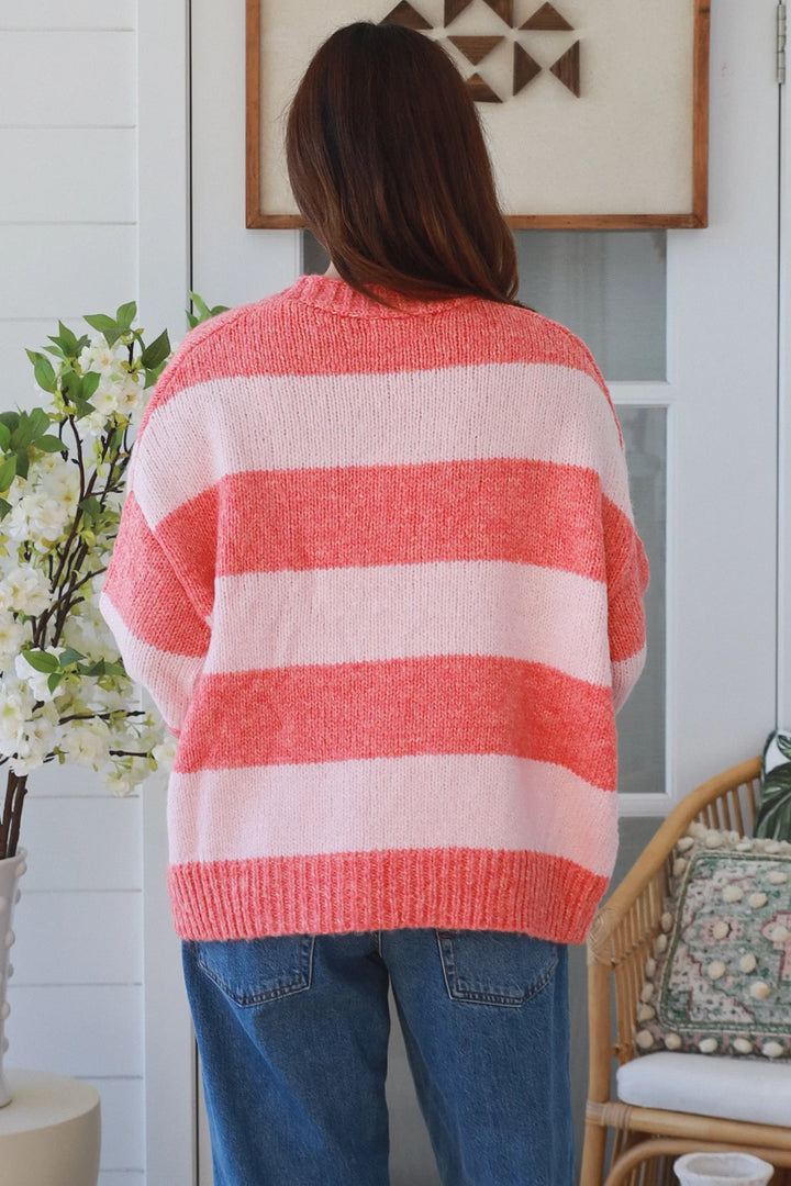 Everly Cardigan – Orange/Pink Stripe