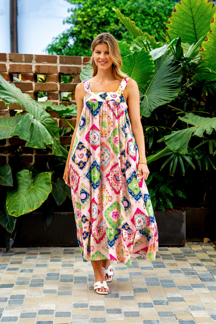 Farfalla Strap Dress-Pink