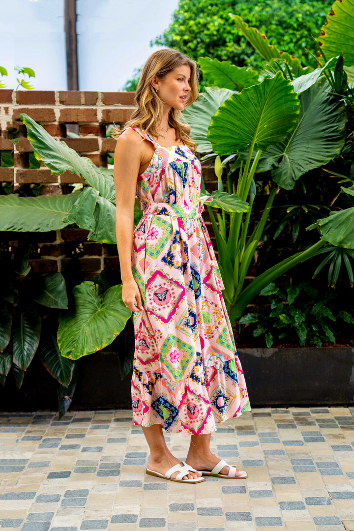 Farfalla Strap Dress-Pink