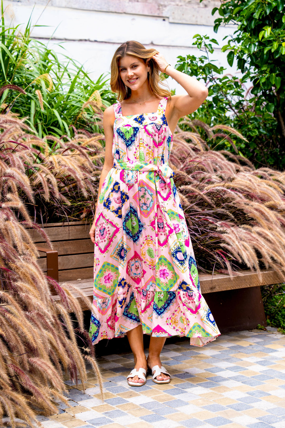 Farfalla Strap Dress-Pink