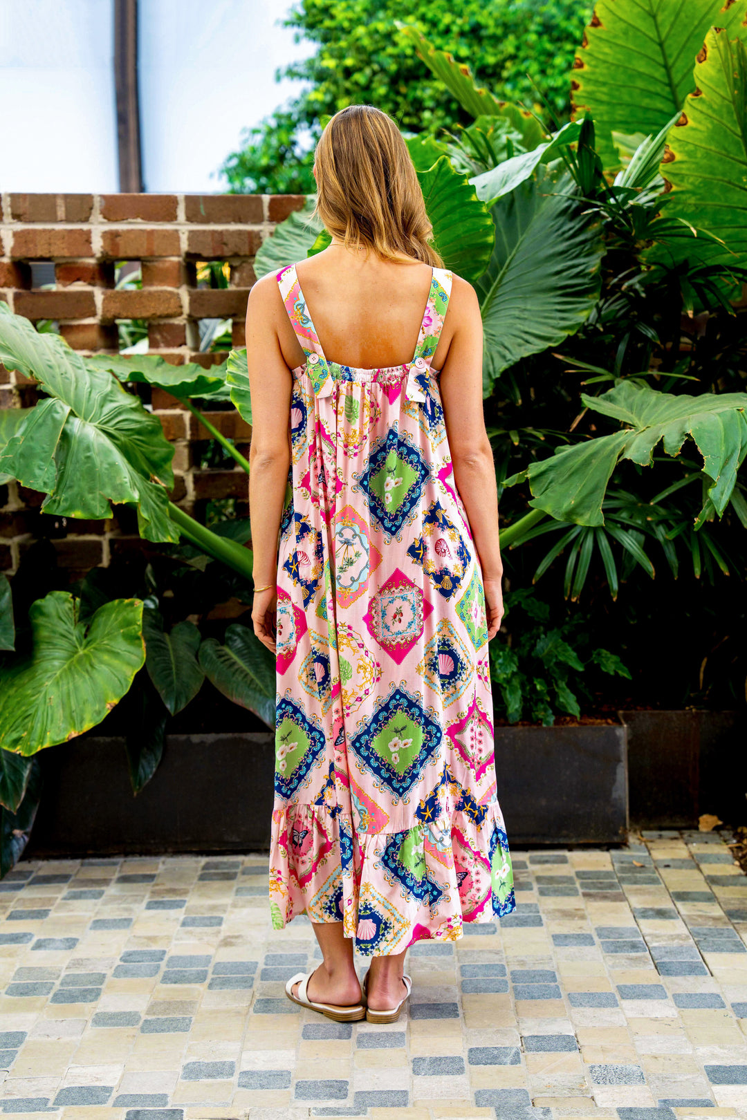 Farfalla Strap Dress-Pink