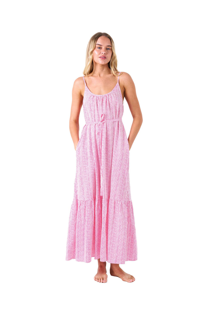Primrose-Farley Dress hot pink stripes