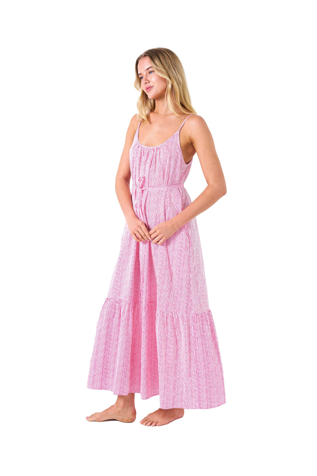 Primrose-Farley Dress hot pink stripes